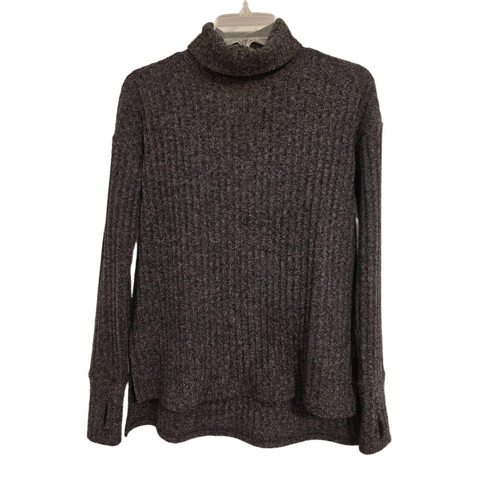 Athleta Gray Ribbed Turtleneck Sweater Thumb Holes Size XXS - Picture 1 of 10